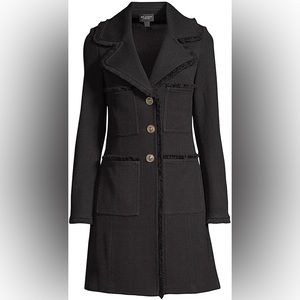 St. John Collection Sz 12 Fringed Wool Blend Milano Pique Knit Topper, NWOT